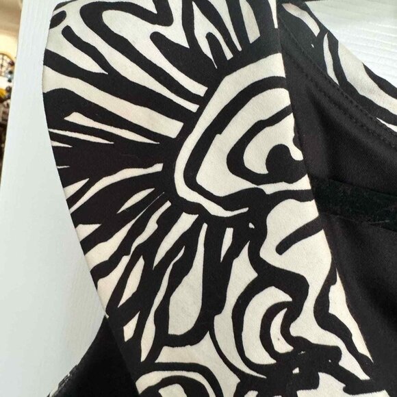 Jones New York Black/White Sheath Dress Boat Colar V neck size 10 Midi Modest - Picture 8 of 8